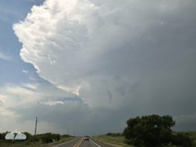 Our view on Route 62 in the Texas Panhandle east of Matador at 2:22 p.m. CDT.