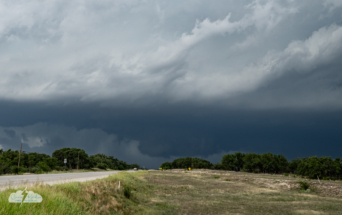 On the south side of town, we stopped to watch a rotating wall cloud.
