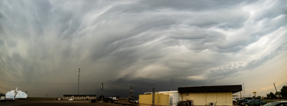 Eerie mammatus above Sharon Springs, Kansas.