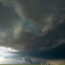 Shortly after 5 p.m. in remote farmland southeast of Last Chance, the storm showed hints of teal color (and hail).