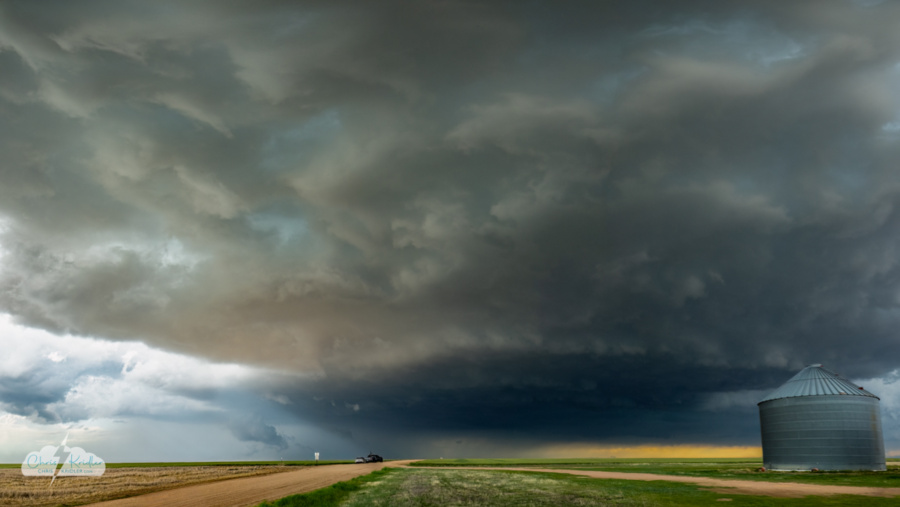 Southeast of Last Chance we watched the beautiful storm. (Multi-image panorama)