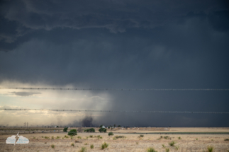 A wider shot of the landspout, which persisted for several minutes.