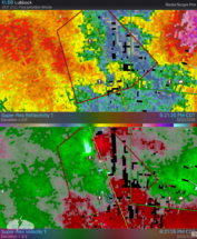 Radar shows the tornadic rotation just north of us at 6:21 p.m. CDT.