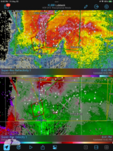 We stopped amid the precip as the tornado moved south-southwest toward our position, weakened and died. This is the radar just after that. See the video for an animation.