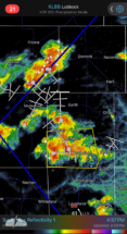 The radar showed messy storms at 4:57 p.m. CDT.
