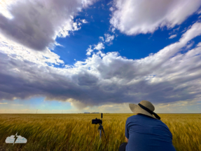 Northeast of Garden City, Kansas, we photographed clouds over a wheat field on May 24. Northeast of Garden City, Kansas, we photographed clouds over a wheat field on May 24.