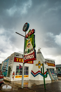 Storms on May 25 behind TeePee (or TePee) Curios in Tucumcari, New Mexico, a Route 66 landmark.