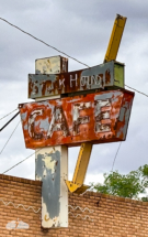 We traveled back to New Mexico May 26. This was a weathered steak house sign in Tatum, New Mexico. We traveled back to New Mexico May 26. This was a weathered steak house sign in Tatum, New Mexico.