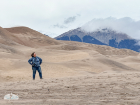 Alethea shot this funny photo of me from across the expanse of dunes.