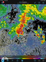 Radar shows the storm north of Colby (and us).