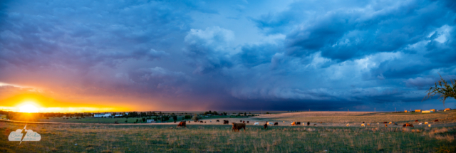 A multi-image panorama of the sunset.