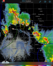 A broader look at the line of developing storms.