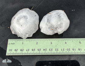 We saw 2-inch hail after a lot of melting. But 3.5-inch hail was reported.