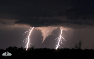 A tighter crop from my wide shot of the tornado with some correction of the distortion produced by the wide angle lens.