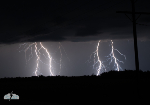 A lot of the later lightning was distant from us. This is cropped to show the branchy bolts. A lot of the later lightning was distant from us. This is cropped to show the branchy bolts.