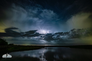 Lightning over the St. Johns River west of Cocoa, Florida, on July 8, 2026.