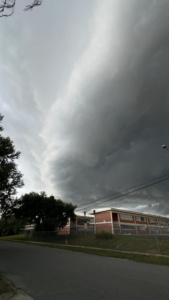overtaken by the shelf cloud