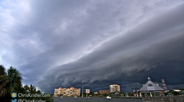 14 July 2014: Shelf cloud from Cocoa to Cocoa Beach, Florida