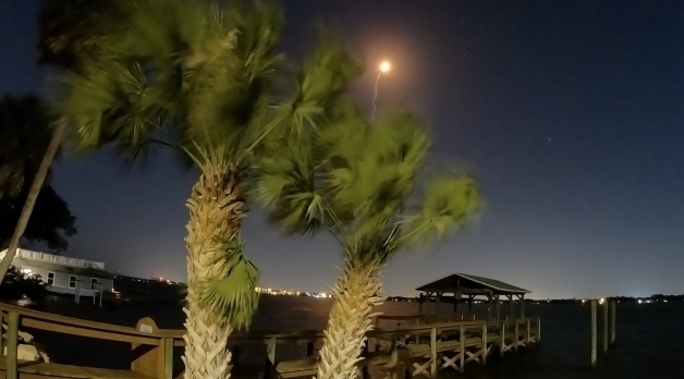 28 April 2021: SpaceX Falcon 9 rocket launch on a windy night