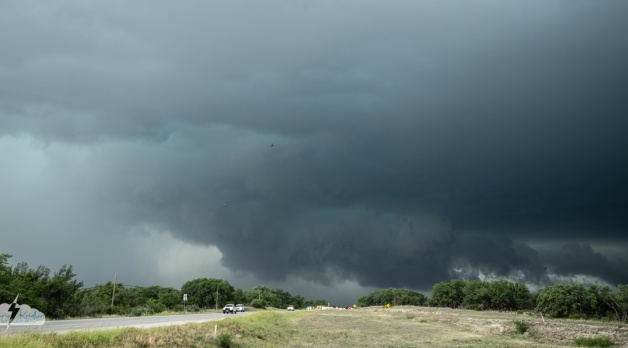 Rotating wall cloud on a storm in Menard, Texas.