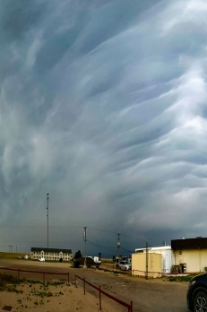Phone panorama of mammatus in Sharon Springs, Kansas, May 16, 2026.