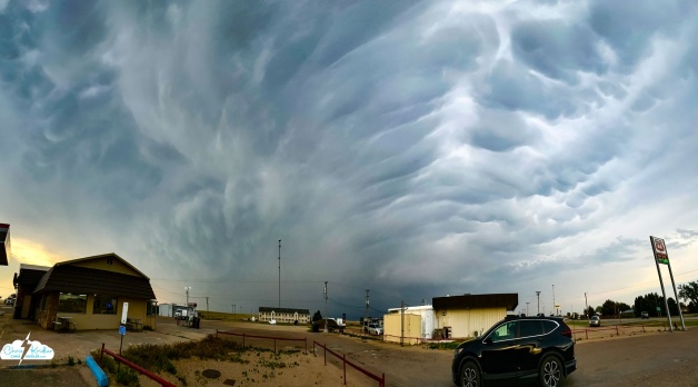 Phone panorama of mammatus in Sharon Springs, Kansas, May 16, 2026.